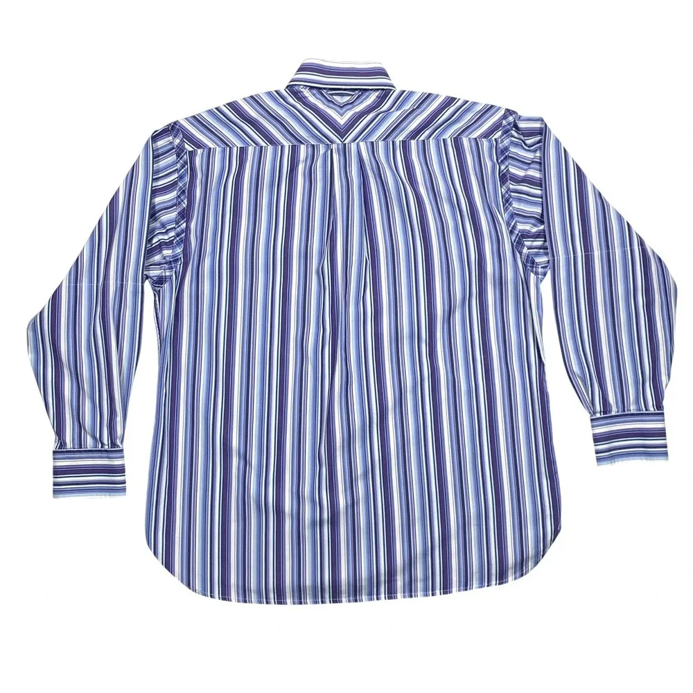 Tommy Hilfiger Button Down‎ Shirt Large Mens Purple Blue Striped Long Sleeve
